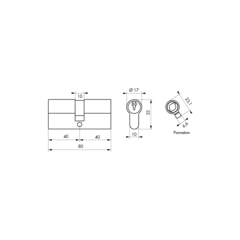 Cylindre de serrure à clé crantée Ecopro nickelé - 40 x 40 - Varié - THIRARD - 00007190
