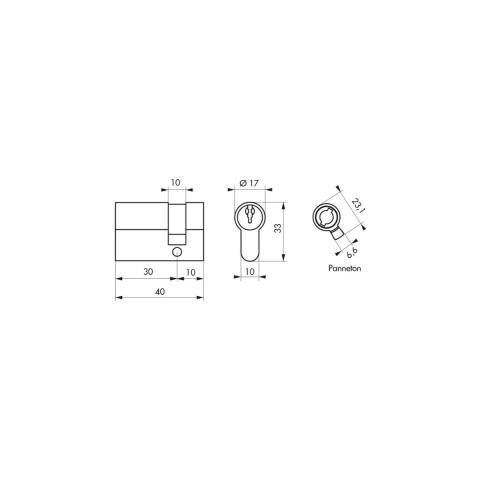 Cylindre de serrure à clé crantée Ecopro nickelé - Demi-cylindre - 30 x 10 - Varié - THIRARD - 00007948