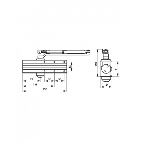 Thirard - ferme-porte hydraulique design réversible argent avec bras coulisse antivandalisme force 3