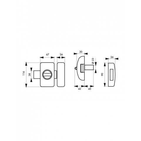 Thirard - verrou porte entrée universel avec bouton à barrette abs chromé satin