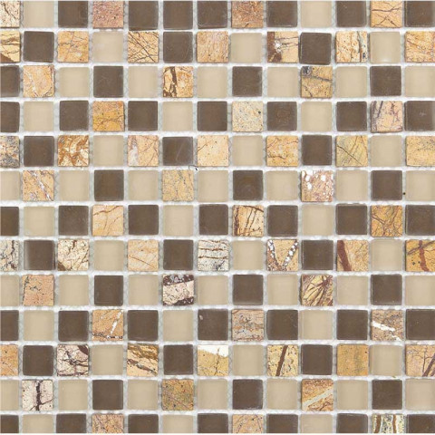 Mosaïque marbre et verre carrée Color - tarif à la plaque de 0,09m² - Couleur au choix