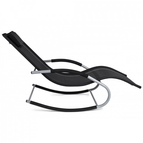 Transat A Bascule Jawa Rock Fauteuil Piscine Jardin Terrasse Noir Distriartisan