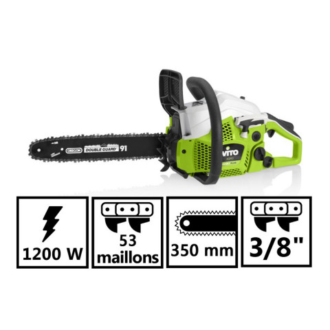 Tronconneuse thermique 38cm3 vito - 1.2kw - moteur 2t - guide-chaîne oregon - lame 40 cm - graissage automatique