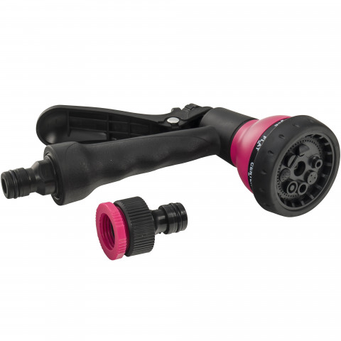 Tuyau extensible rose 7,5m + pistolet