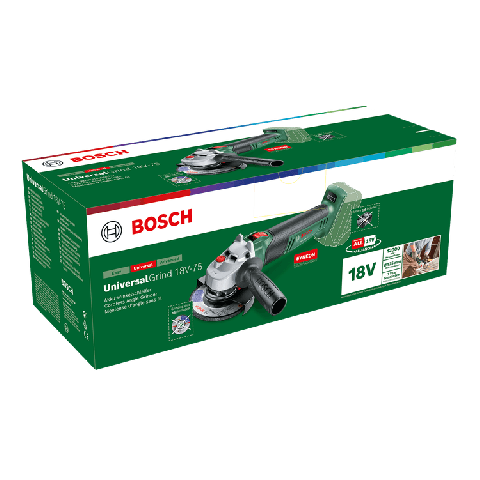 Meuleuse angulaire sans fil UniversalGrind 18V-75 Ø125mm - BOSCH VERT - sans batterie, ni chargeur - 06033E5001