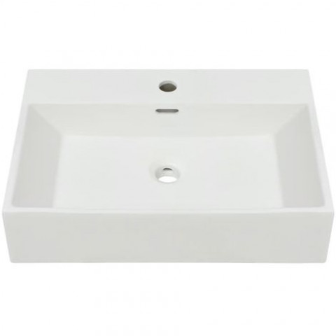 Vasque avec trou de robinet en céramique blanc 60,5x42,5x14,5cm