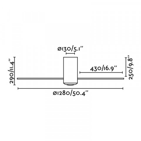 Ventilateur de plafond noir mat mini tube h29 cm