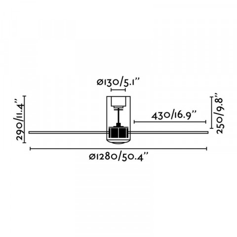 Ventilateur de plafond verre mini tube