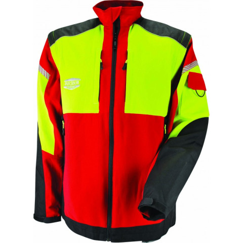 Veste de travail rouge INFINITY en stretch avec manches amovibles - SOLIDUR - INVERE-XL