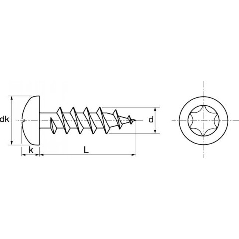 Vis à bois aggloméré tête cylindrique bombée 6 lobes internes A2 - Ø 5 X 50 - Boîte de 100 - ACTON - 623185X50