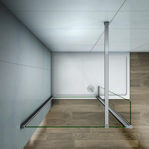AICA paroi de douche 30x200cm paroi lat/érale /à litalienne en 8mm verre anticalcaire avec barre de fixation 450mm
