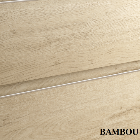 Meuble de salle de bain simple vasque - 4 tiroirs - balea et miroir led stam - bambou (chêne clair) - 120cm
