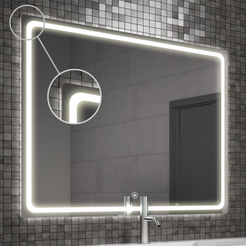 Meuble de salle de bain simple vasque - 3 tiroirs - palma et miroir led veldi - blanc - 60cm